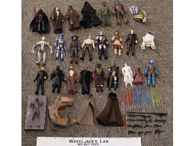 Lot of 23 Modern Star Wars 1990-2020s Hasbro Action Figures + Accessories