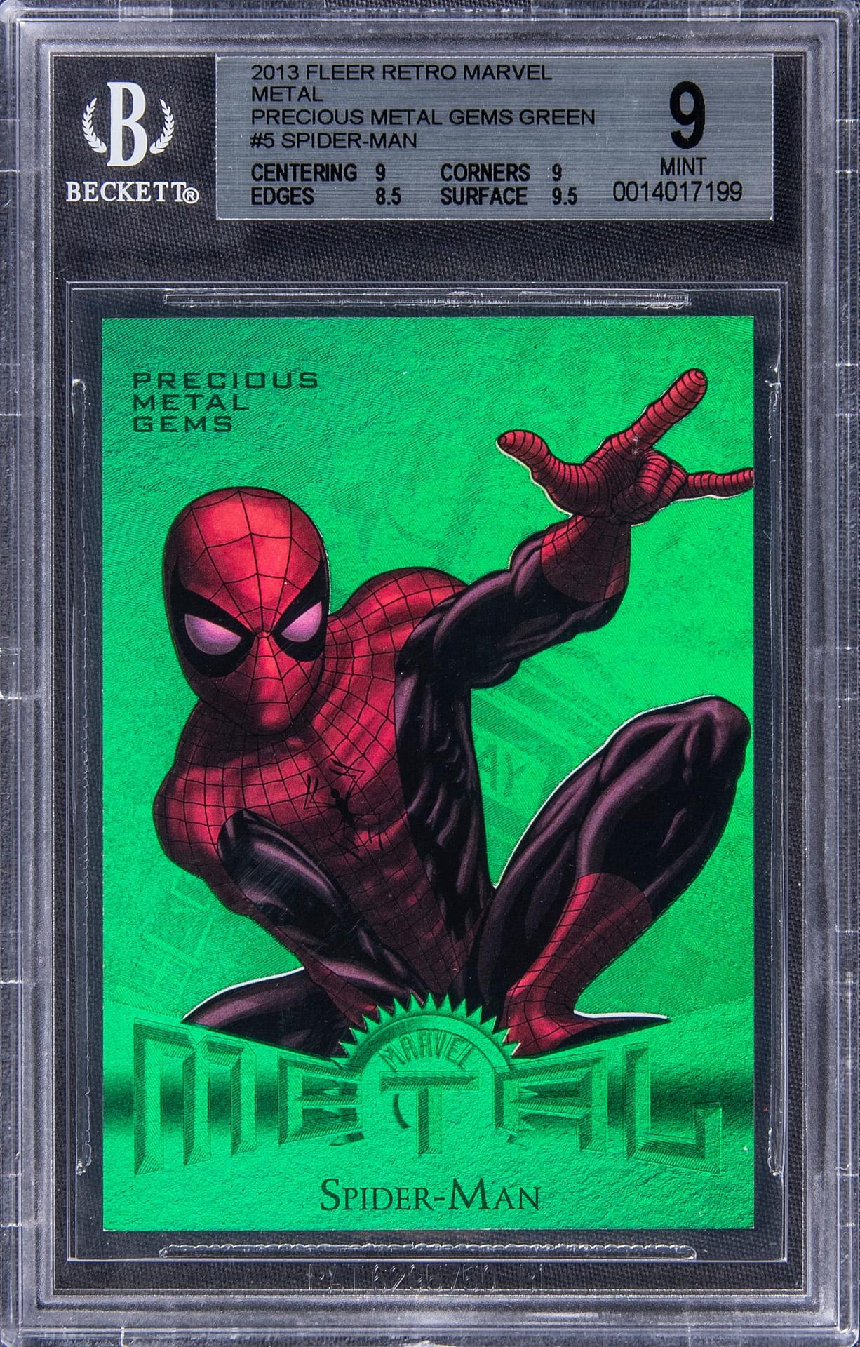 2013 Fleer Retro Marvel Metal #6 Spider-Man with Beckett grade 9