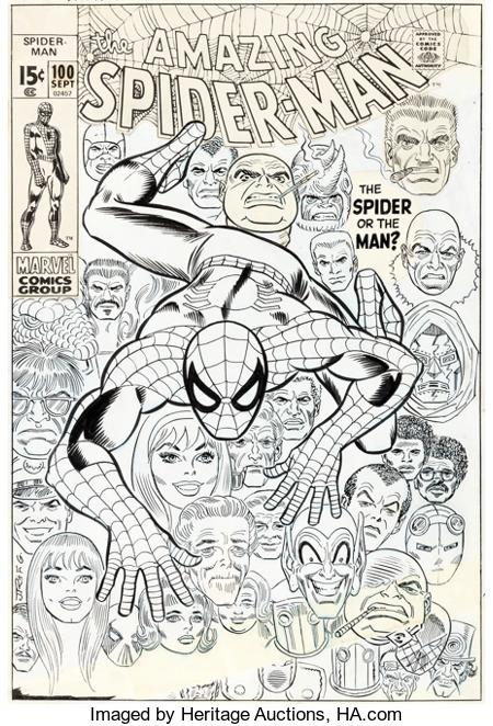 Original Art of The Amazing Spider-Man #100 Cover by John Romita Sr. and Frank Giacoia