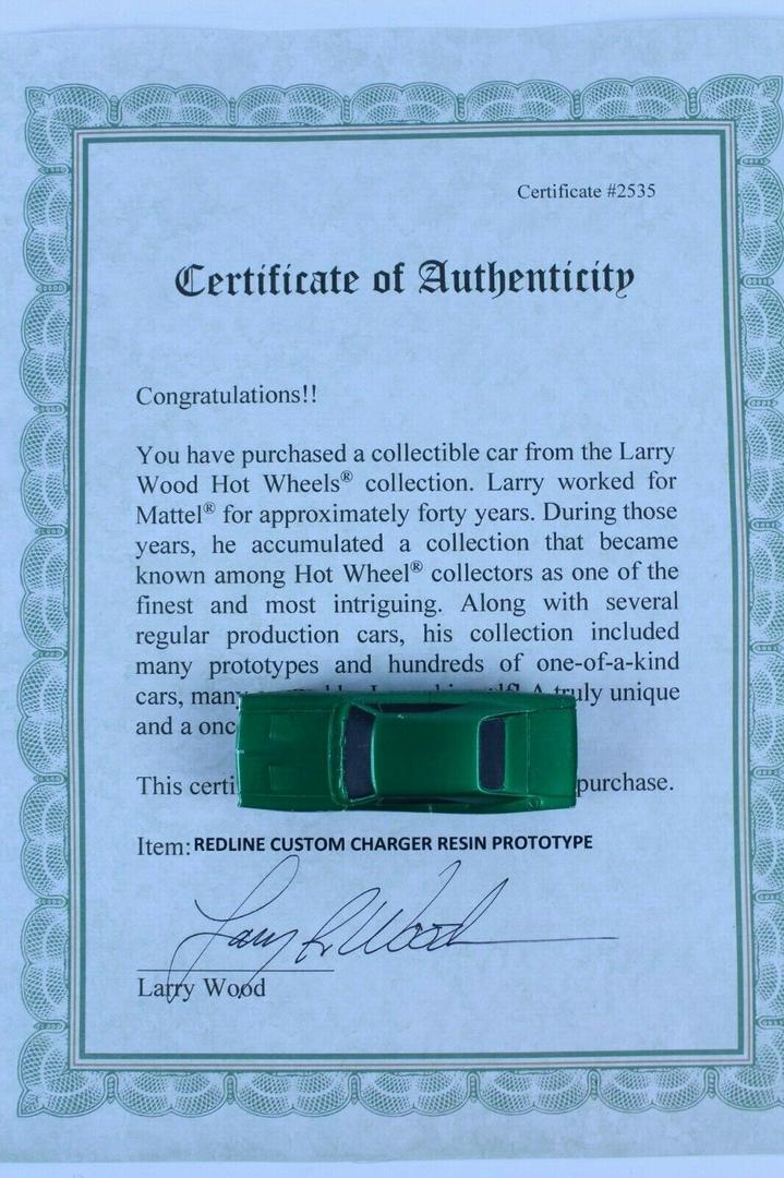 Hot Wheels Redline Custom Charger Resin Prototype from Larry Wood Collection (1969)