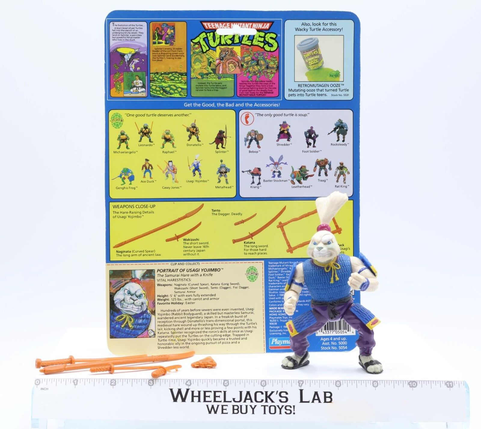 Usagi Yojimbo W/Cardback 100% Complete TMNT 1989 Playmates Vintage Action Figure