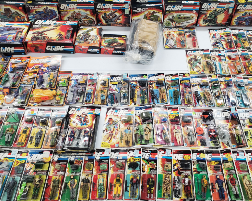 Examples of sealed G.I.Joe action figures and vehicles we buy