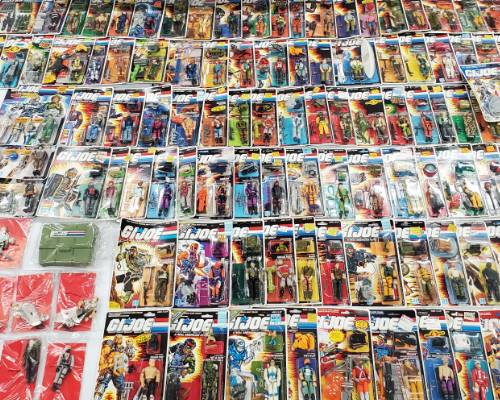 Examples of sealed G.I.Joe action figures and vehicles we buy