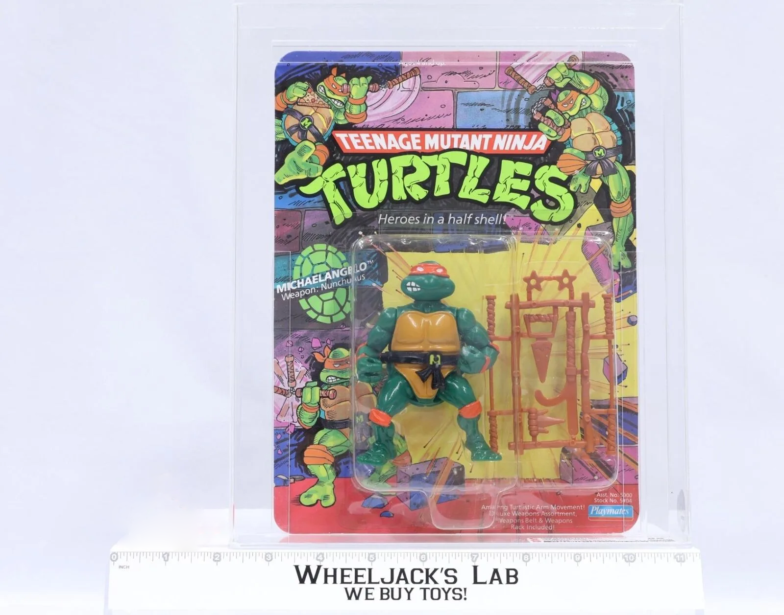 Michaelangelo CAS GRADED 85 85/85/90 10-Back TMNT 1988 Playmates Action Figure