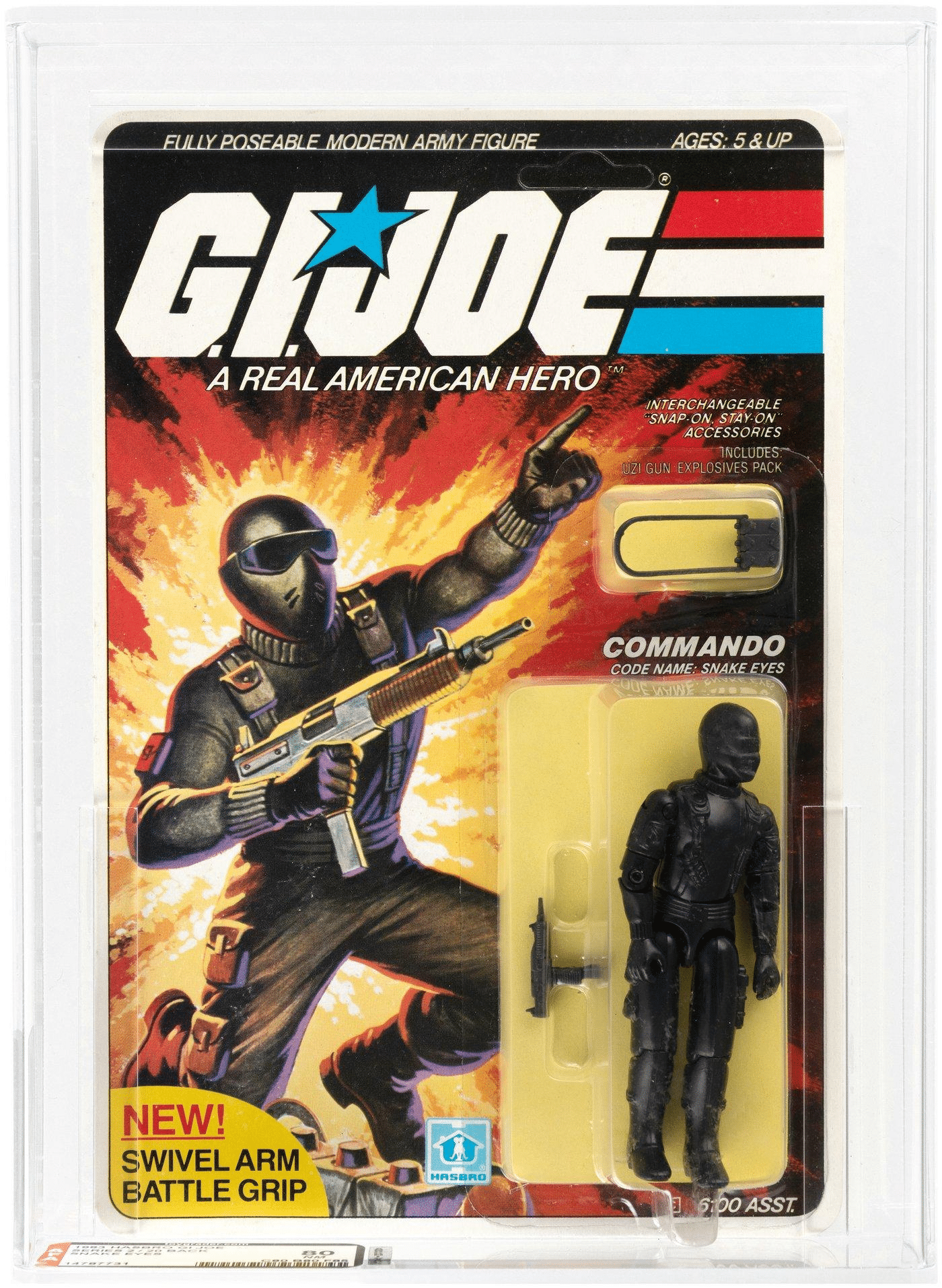 An image of Snake Eyes (with swivel arms) from the G.I. Joe toyline.