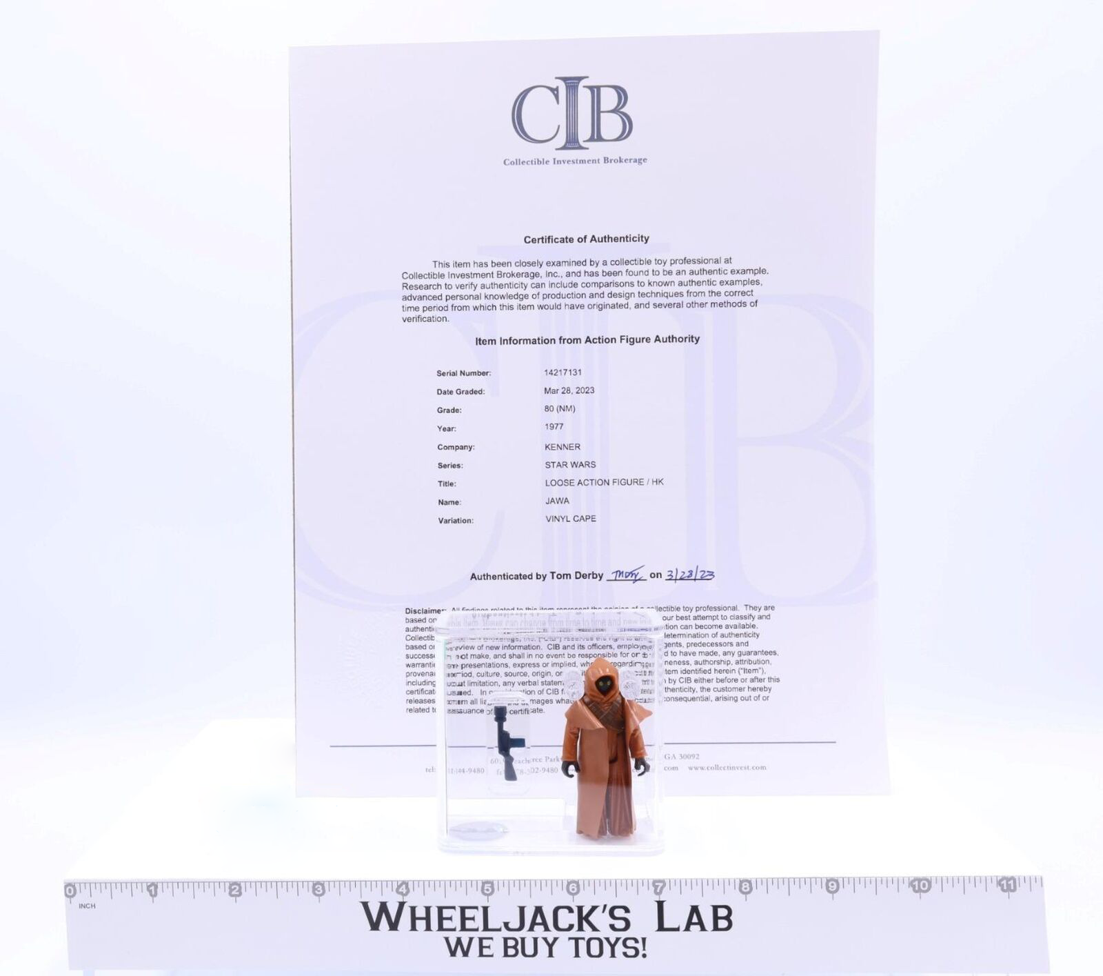 Jawa VINYL CAPE Hong Kong AFA GRADED 80 Star Wars 1977 Kenner Action Figure