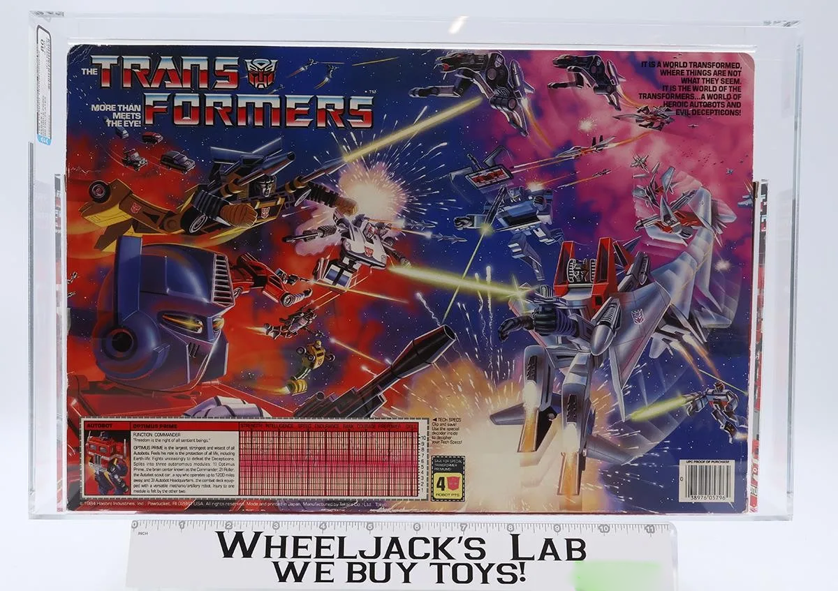 Optimus Prime AFA GRADED Q80 75/85/85 G1 Transformers 1984 Hasbro Metal Plates