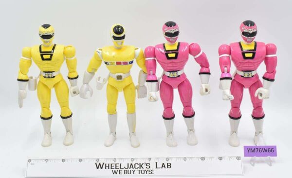 Lot of 4 Pink & Yellow Power Rangers 1998 8″ Bandai Action Figures main image