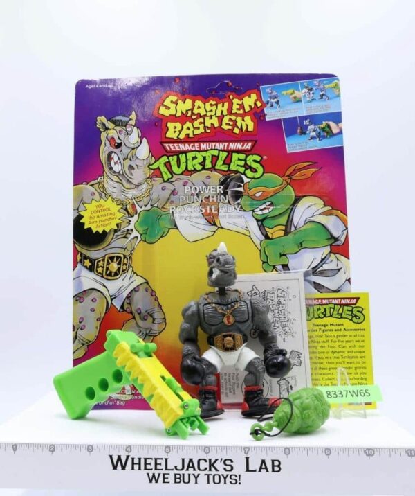 Power Punchin’ Rocksteady W/Card TMNT 1992 Playmates Vintage Action Figure main image