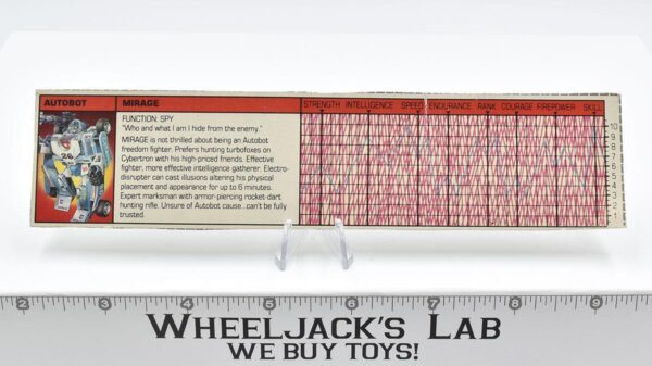 Mirage Action Figure Tech Spec 1985 Hasbro G1 Transformers main image