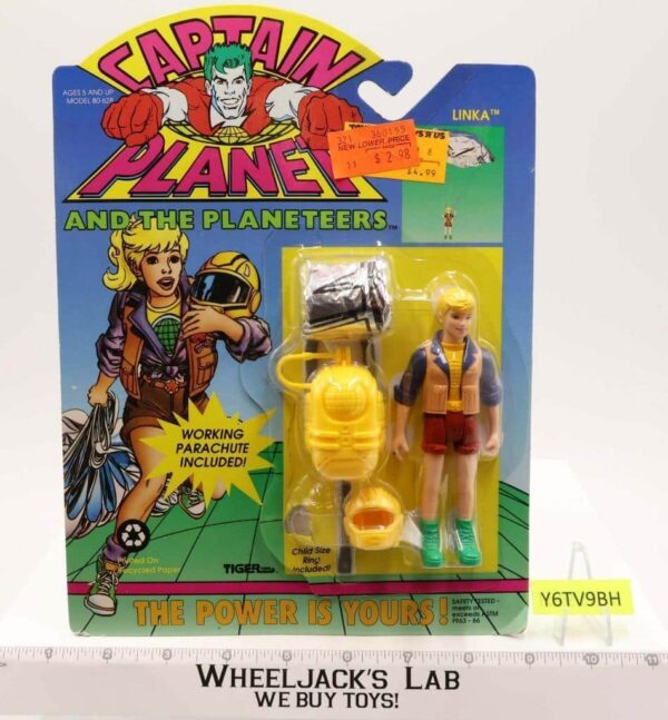 Captain Planet Linka w/ working parachute 1991 Tiger Toys NEW MOSC SEALED main image